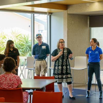 Panel of varied people presenting at a school (supplied Jobs and Skills Centre)