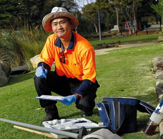 Decorative image - a person working in a park