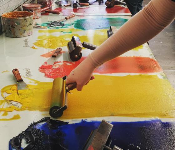 Decorative image - Rolling paint onto a surface - NMTAFE